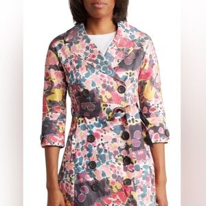 VÉRTIGO PARIS FLORAL DOUBLE-BREASTED TRENCH JACKET WOMEN PINK COLOR SIZE S *